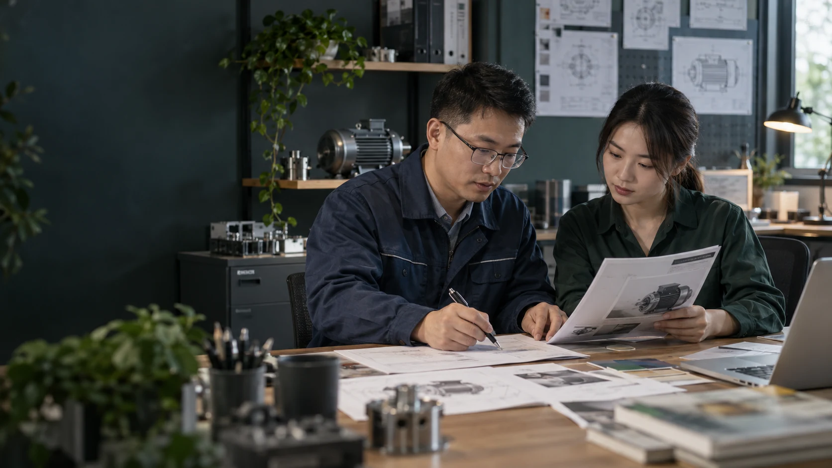 技术与资料人员核对产品参数和说明书，AI生成的业务场景示意。